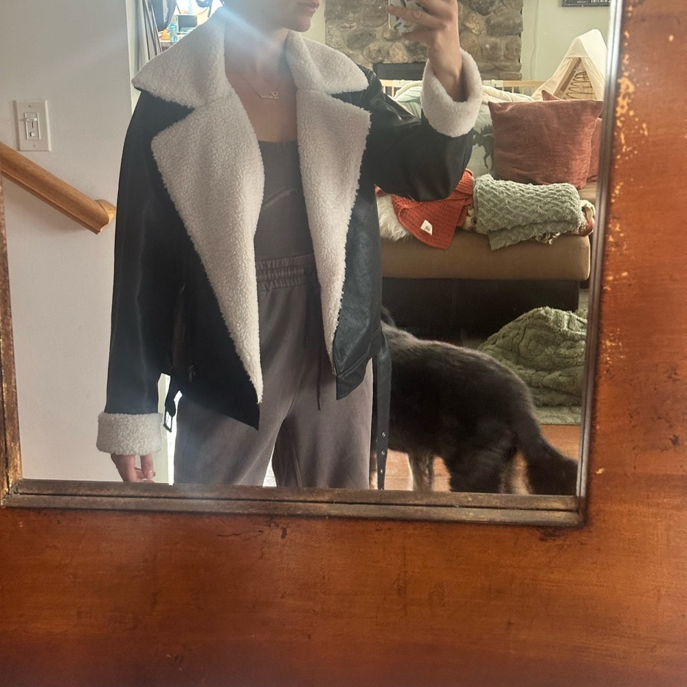 12th Tribe Women's Pleather Jacket with Faux Fur